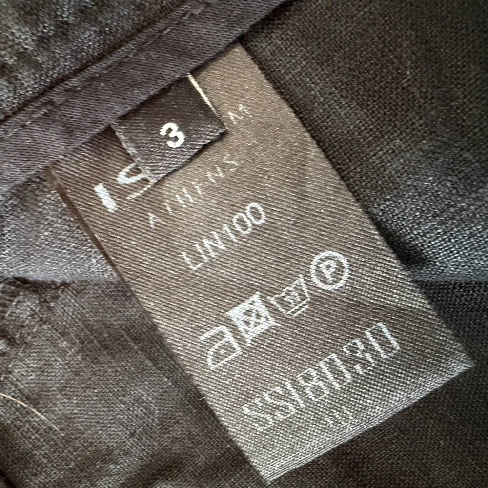 ISSI Athens Black 100% Linen‎ Pleated Tapered Trousers Size 3 SS180311 (1401)